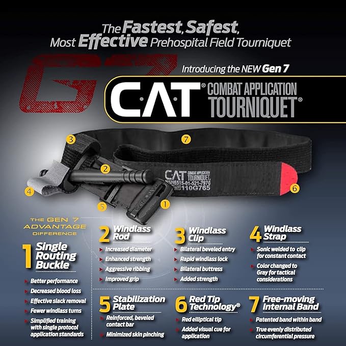 EVERLIT Advanced Emergency Trauma Kit, CAT GEN-7 Tourniquet Mil-Spec Nylon Laser Cut Pouch with 36" Splint, Military Combat Tactical IFAK for First Aid Response Bleeding Control