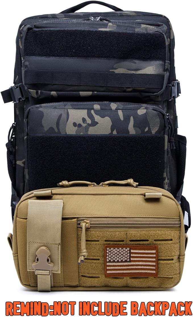 Molle Admin Pouch with Laser Cutting Loop,Car EDC EMT Molle Pouches, Large Capacity Tactical Pouch, EDC Pouch Organizer Include US Flag