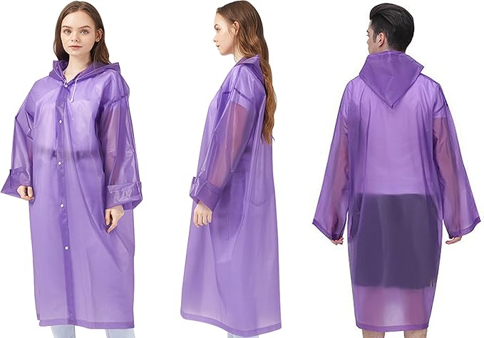 Rain Ponchos Raincoats for Adults Women Men, Reusable 2 Pack Rain Jacket Coats with Hood for Family Disney Camping Hiking