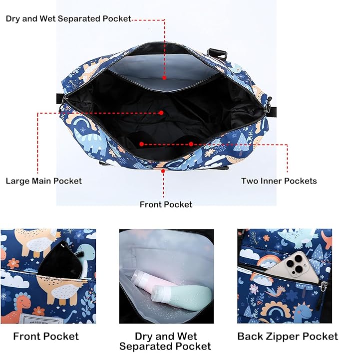 Travel Duffle Bag Weekender Overnight Bag Gym Tote Bag with Wet Pocket for Women Girls Workout Duffel Bag Water Resistant (Cute Lions)