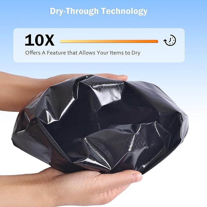 Waterproof Wet Bag for Swimsuit, Black Swim Bag for Beach Vacation Wet Clothes, Dry Bag for Camping Kayaking Boat Travel, Soap Travel Case, Blue Band