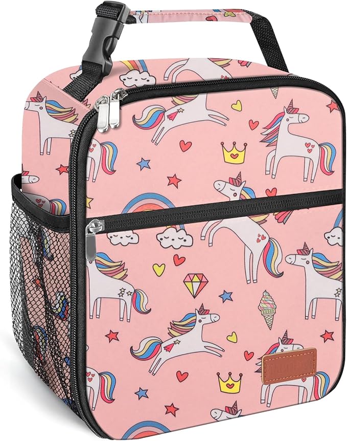Lunch Box for Men & Women Durable Lunch Bag for Adults Reusable Small Lunchbox Pink Unicorn