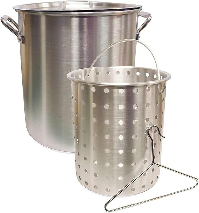 Camp Chef Aluminum Pot & Basket - Includes Lid, Basket & Removal Hook - Perfect for Boiling, Simmering & Steaming - Easy-to-Clean Cooking Pot - 24 Quart Pot
