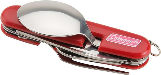Coleman Camping Utensil Set Stainless Steel 4-in-1 Tool: Fork Knife Spoon & Bottle Opener for Outdoor Meals Ideal for Camping Backpacking Tailgating & Adventures