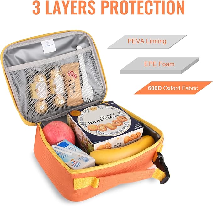 Genteen Lunch Box Lunch Bag for Kids Girls,Insulated Lunch Bag Women,Reusable Lunchbox for School,Work,Outdoor(Orange)