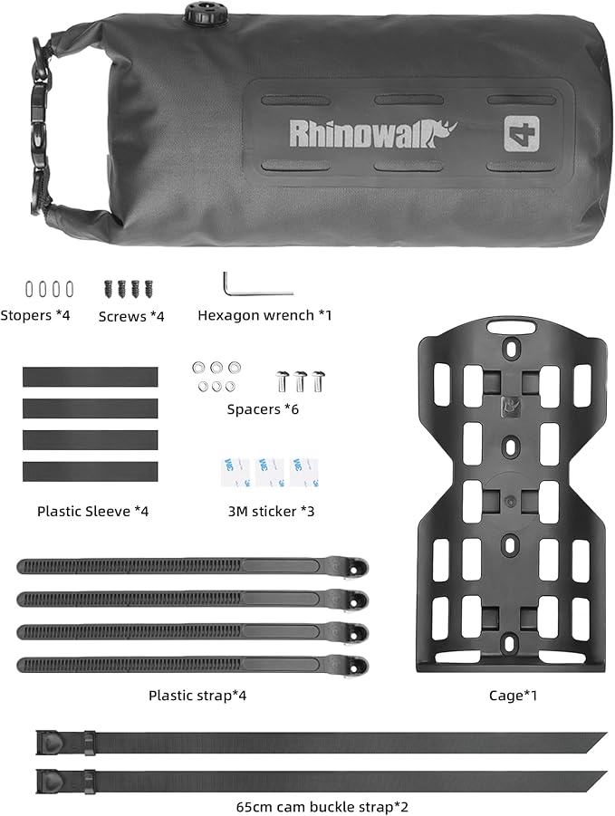 Rhinowalk Bike Front Fork Bag Waterproof Bicycle Pannier Bag 4/7L Bicycle Rolltop Dry Bag for Bikepacking