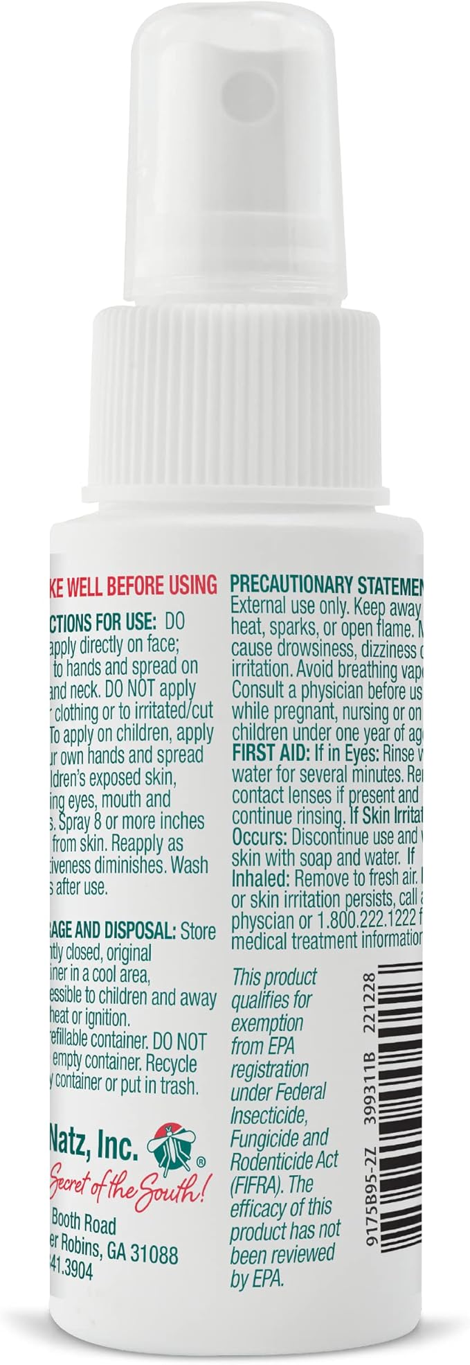 No Natz No Mosquitoz Botanical Bug Repellent, Effective for Gnat, Mosquito, and Biting Flies, Hand-Crafted and DEET-Free, Non-Greasy Formula, Made in The USA, 2 Ounce Spray Bottle