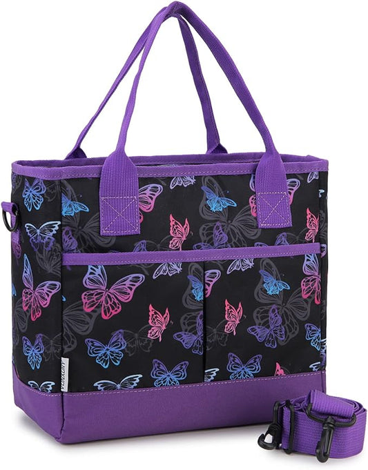 Lunch Bags for Women,VONXURY lnsulated Thermal Adult Lunch Box Large High-capacity Cooler Lunch Tote with Detachable Shoulder Strap for Work College Travel Picnic (Black Butterfly)