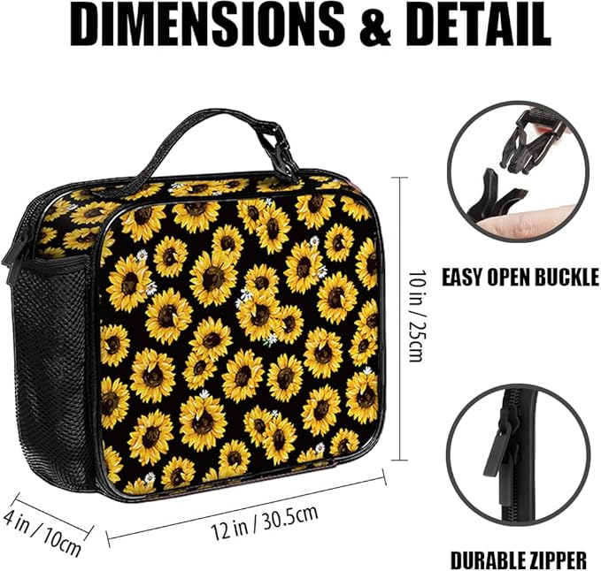 Sunflower Lunch Bag Reusable Insulated Lunch Box Keep Food Cooler Thermal Lunch Tote bags for Women Men