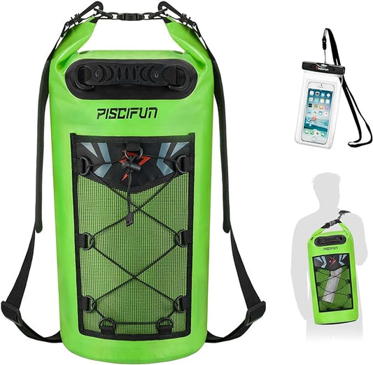 Piscifun Dry Bag, Waterproof Floating Backpack 5L/10L/20L/30L/40L with Waterproof Phone Case for Boating, Kayaking, Fishing