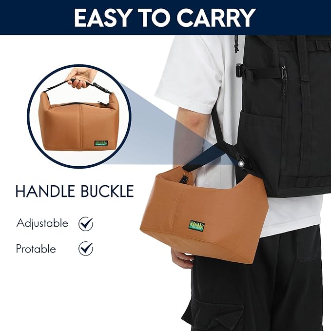 Haimont Small Lunch Cooler Bags for Work, Insulated Cooler Tote Lunchbag with Adjustable Buckle, Leakproof Soft Lunchbox for Outdoor, Daytrip, Camping, Brown