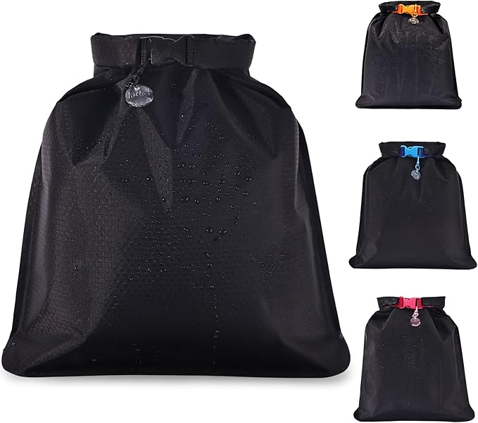 Waterproof Wet Bag for Swimsuit, Black Swim Bag for Beach Vacation Wet Clothes, Dry Bag for Camping Kayaking Boat Travel, Soap Travel Case, Black Band