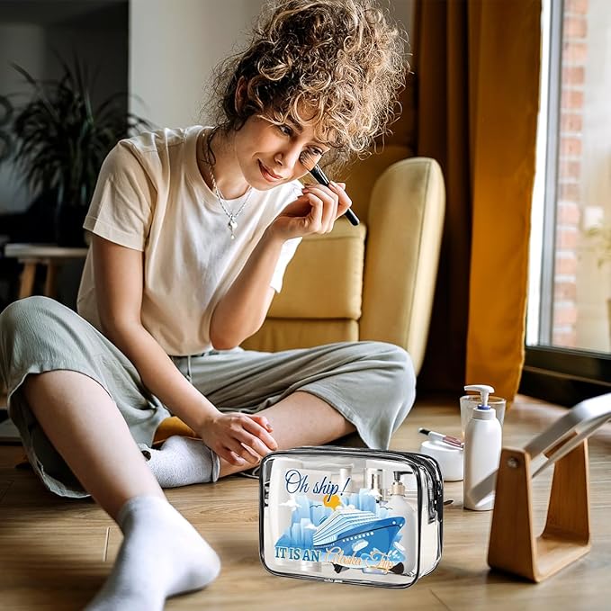 6 Pcs Clear Alaska Makeup Bags Gifts for Women, Beach Cruise Cosmetic Bag,Alaska Cruise Essentials, Travel PVC Waterproof Toiletry Bags for Girls Sister Daughter Nurse Teacher