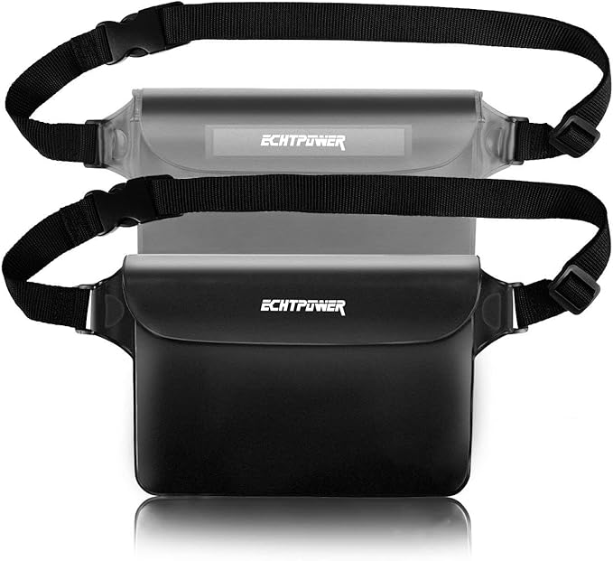 ECHTPower 2-Pack Waterproof Pouch Bag, Waterproof Fanny Pack, Waterproof Dry Bag with Adjustable Waist Strap for Beach Swimming Kayaking Floating Boating