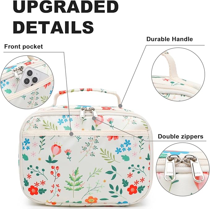 Kids Lunch Box Boys Girls Insulated Lunch Cooler Bag Reusable Lunch Tote Kit for School Travel(Flower)