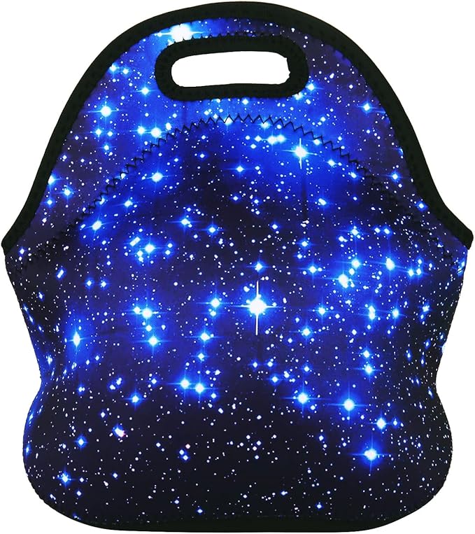 Violet Mist Galaxy Neoprene Lunch Bag for Women Men Insulated Lunch bag Tote Reusable Thermal Lunch Lunchbags Zipper for Adult Work Travel Picnic Thanksgiving Christmas Gift