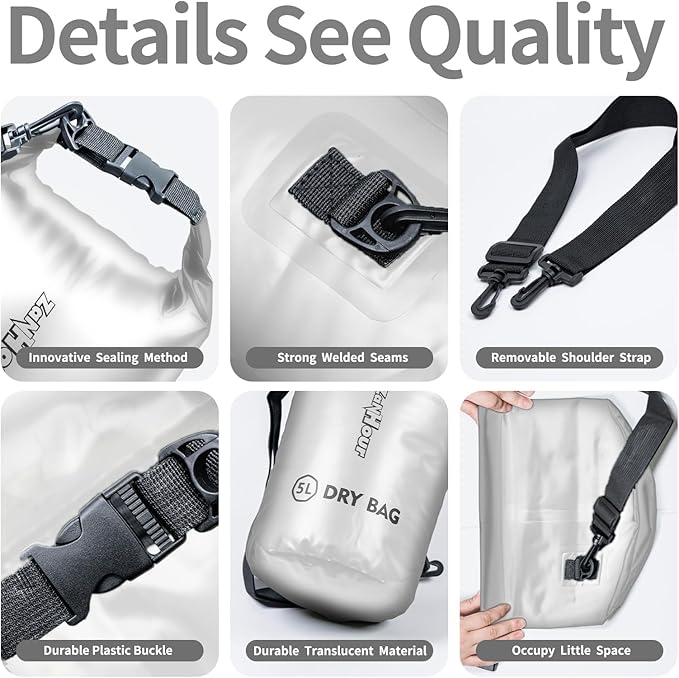 Waterproof Dry Bag - Roll Top Transparent Storage Bag,2L/5L/10L/20L,Suitable for Traveling, Swimming, Kayaking, Camping, Fishing, Rainy Day Trips