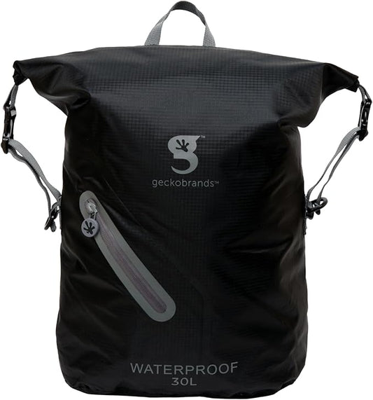 geckobrands Lightweight 30L Waterproof Backpack - Lightweight Watertight Outdoor Bag Hiking Traveling Light Water Activities