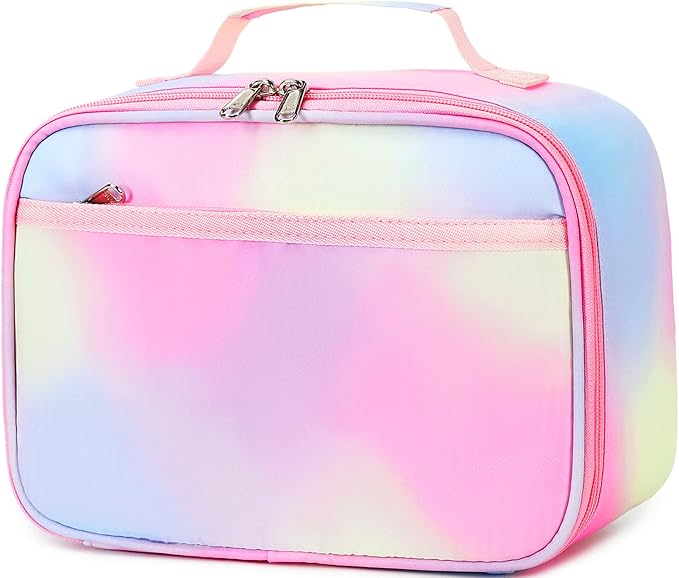 Kids Lunch Box Boys Girls Insulated Lunch Cooler Bag Reusable Lunch Tote Kit for School Travel (Y064 Rainbow)