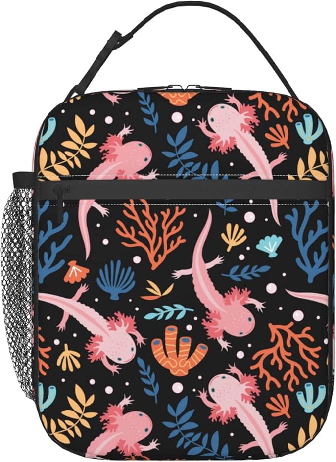 Axolotl Lunch Box Reusable Insulated Lunch Bag Thermal Cooler Tote For Boys Girls Teen School Men Women Picnic Travel Hiking
