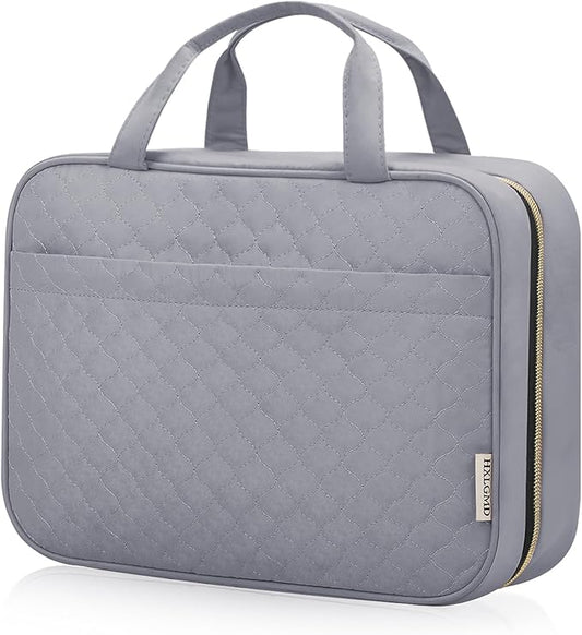 Travel Size Toiletry Bag for Women, Portable Cosmetic Bag with Hanging Hook, Travel Essentials Water-resistant Makeup Organizer for Accessories, Shampoo, Full-size Container, Toiletries