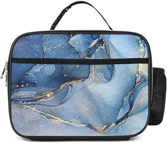 Blue Marble Lunch Bag Insulated Reusable Lunch Box Kids Girls Boys Cooler Thermal Tote Bag For Men Women School Work Picnic