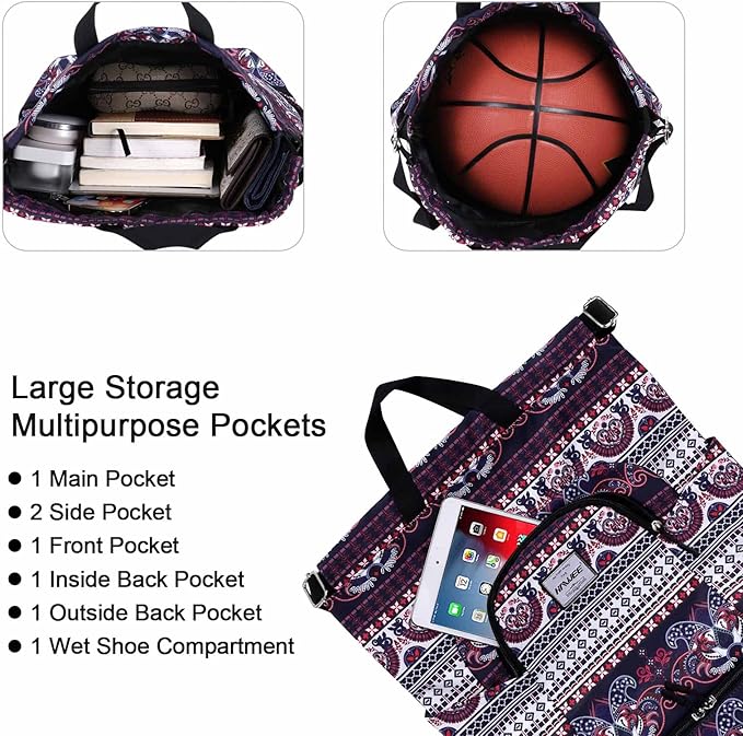 Dry Wet Drawstring Backpack with Shoe Compartment for Women Adjustable Gym Bag