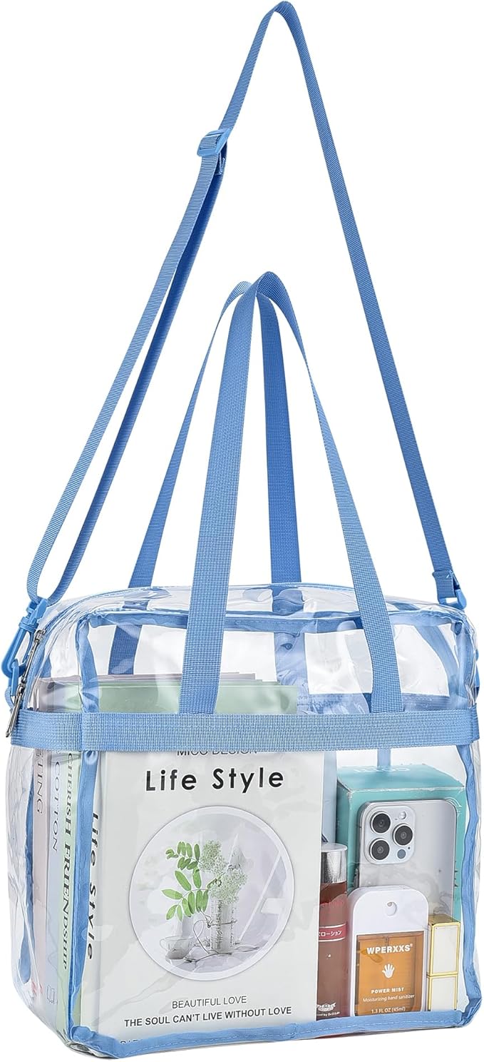 USPECLARE Clear Tote Stadium Approved, Security Travel & Gym Clear Bag for Work Sports Games Concerts