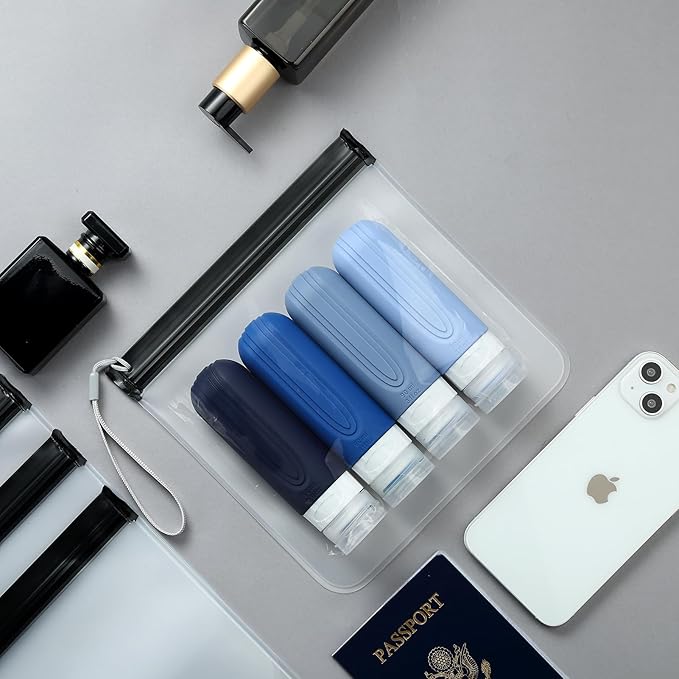 Clear Toiletry Bag, 4 Pack TSA Approved Security Travel Toiletry Bag Carry on Travel Accessories Bag Airport Airline Quart Size Bags Water Repellent Makeup Cosmetic Bag for Women