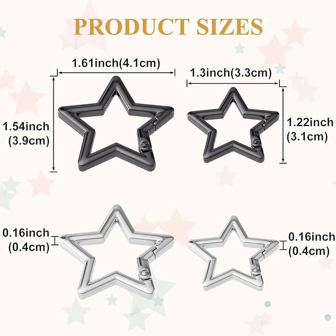 Star Carabiner, Zinc Alloy Heavy Duty Star Shaped Keychain Clip, Carabiner Clip for Camping, Hiking, Fishing