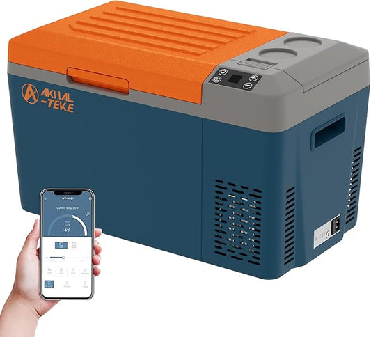 12 Volt Refrigerator, 24 Quart(23L) Portable Refrigerator Freezer(-7℉~50℉) APP Control Car Fridge Cooler with Compressor 12/24V DC and 110-240V AC for Car, Camping and Home Use
