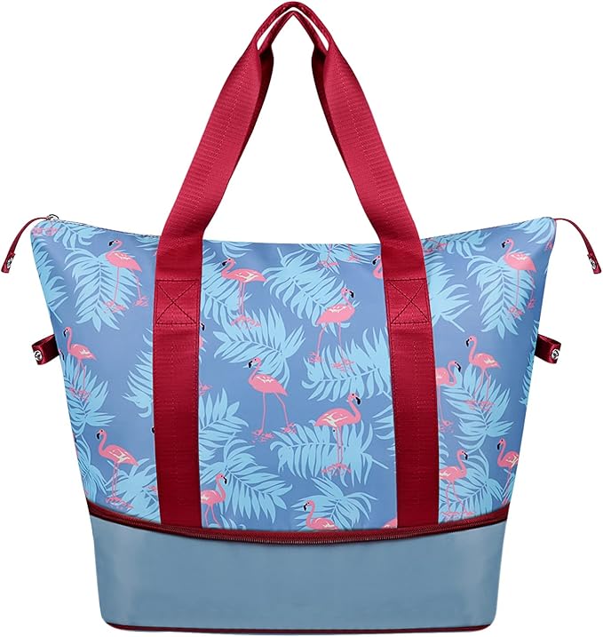 Womens Travel Duffel Bag Lightweight Sport Gym Bag Waterproof Weekender Overnight Bag with Wet and Dry Separation Pocket for Gym Training Yoga Fitness Swimming