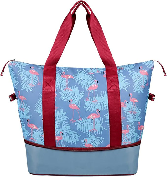 Womens Travel Duffel Bag Lightweight Sport Gym Bag Waterproof Weekender Overnight Bag with Wet and Dry Separation Pocket for Gym Training Yoga Fitness Swimming