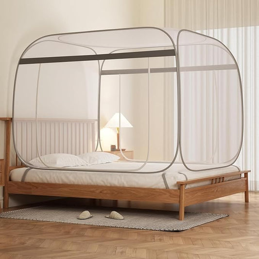 Pop-Up Mosquito Net Tent Wide Roof,Portable Folding Design with Bottom for Bedroom Yard Outdoor Camping Fishing Hiking Trip,Baby Toddler Bed Protection,Easy to Install,King Size