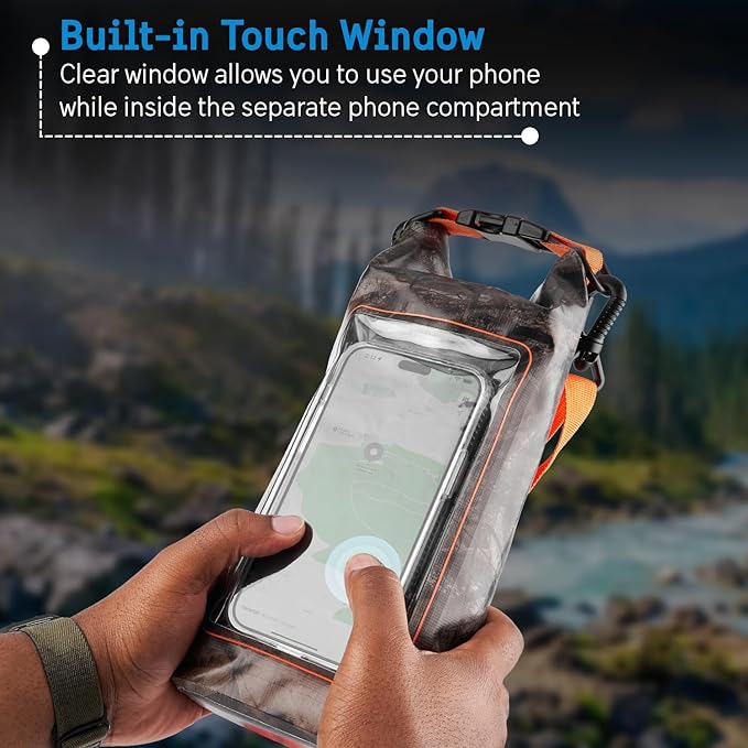 Pelican Marine IP68 Waterproof Dry Bag 2L - Roll Top Waterproof Backpack w/Phone Case/Pouch - Boating & Kayak Accessories - Essentials for Camping Swimming Beach Fishing Rafting Travel - Hunter Camo