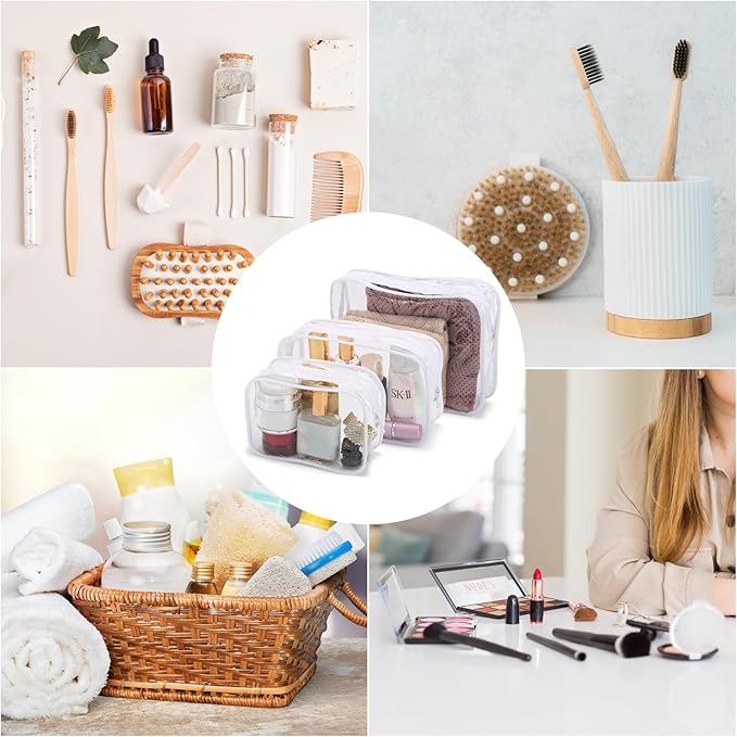 Tbestmax 10 Pack Clear Cosmetic Bags Makeup Bags Portable Waterproof TSA Approved Travel Toiletry Bags Organizer