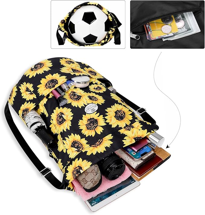 HUA ANGEL Floral Print Drawstring Bag - Lightweight Waterproof Cinch Sackpack with Side Pocket for Men & Women Travel Gym Bag