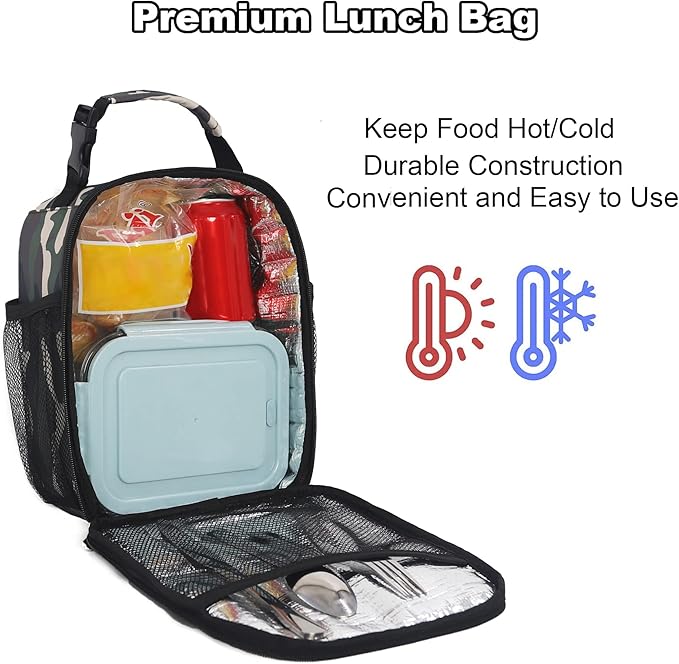 Femuar Lunch Box for Men Women Adults Small Lunch Bag for Office Work Picnic - Reusable Portable Lunchbox, Camouflage