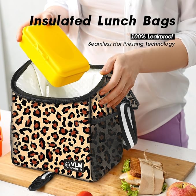 VLM Lunch Box for Women, Insulated Lunch Bag Women with Adjustable Shoulder Strap, Cute Lunch Tote Bag for Work,Picnic,Camping
