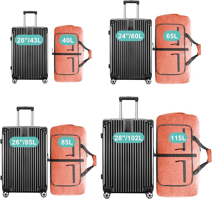 Dimayar 85L Travel Duffle Bag for Men Women - Foldable Duffel Bag with Shoes Compartment - Overnight Bags Waterproof & Tear Resistant(Orange)