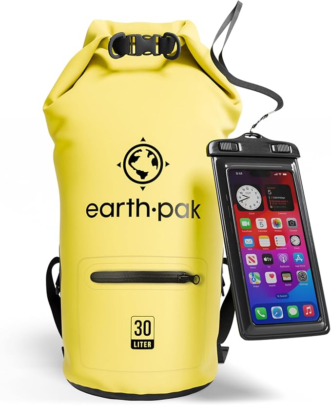 Earth Pak Waterproof Dry Bag with Zippered Pocket - Waterproof Dry Bag Backpack Keeps Gear Dry