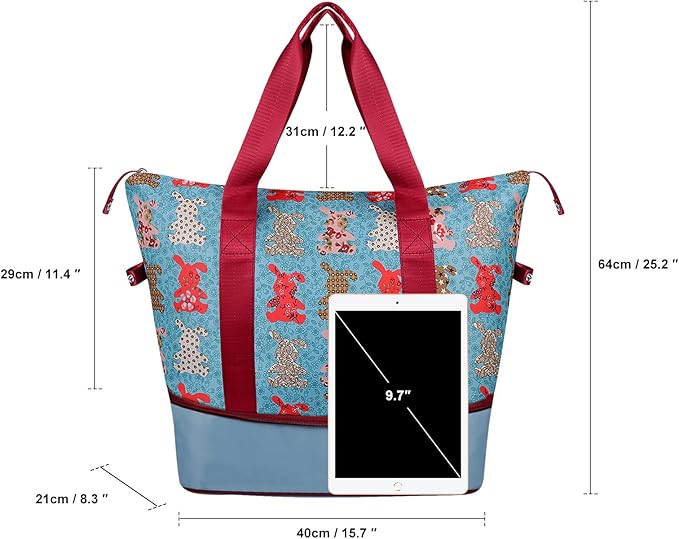 Womens Travel Duffel Bag Lightweight Sport Gym Bag Waterproof Weekender Overnight Bag with Wet and Dry Separation Pocket for Gym Training Yoga Fitness Swimming