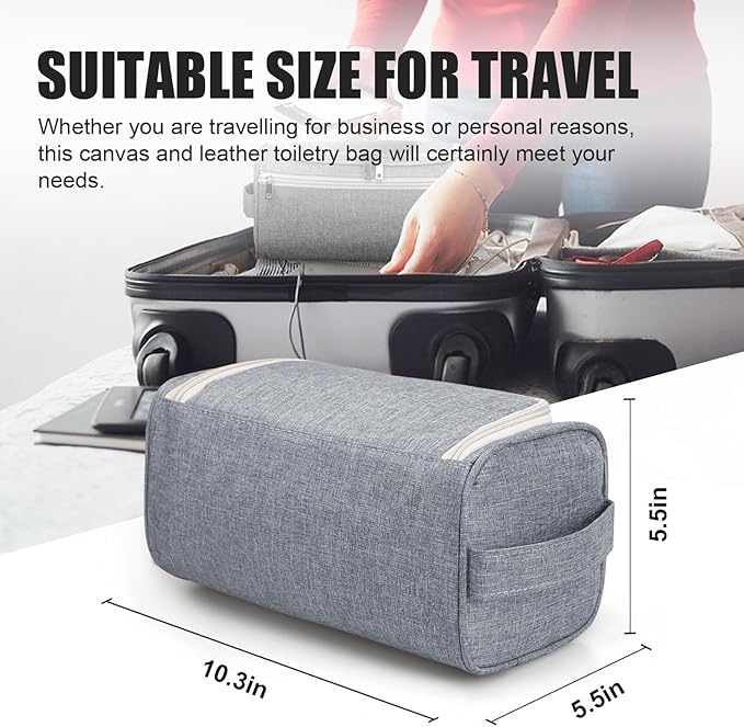 Pantheon Travel Toiletry Bag for Men and Women, Travel bag for Toiletries, Valentines Day Gifts for Men, Travel Bathroom Bag, Mens Travel Bag Hanging Toiletry Organizer Toiletry Kit (Gray)