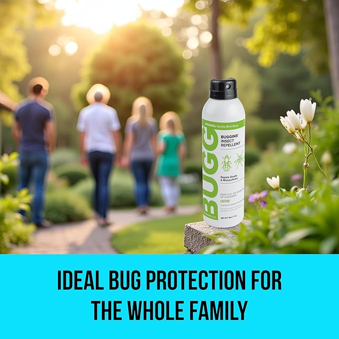BUGGINS Original - Insect Repellent - Mosquitoes & Gnats, DEET Free, Non-Greasy - 6 oz Continuous Spray Can