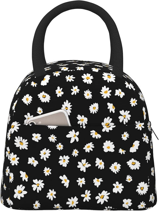Daisy Lunch Bag Lunch Box for Women Men Boys Girls, Reusable Insulated Lunch Tote Bag, Leakproof Thermal Cooler Sack Food Handbags High Capacity for Work School Picnic Camping Gifts