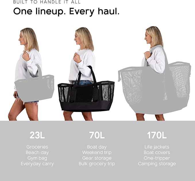 MISSION Boat Gear CASSI Heavy-Duty Outdoor Tote and Waterproof Marine-Grade Mesh Boat Bags