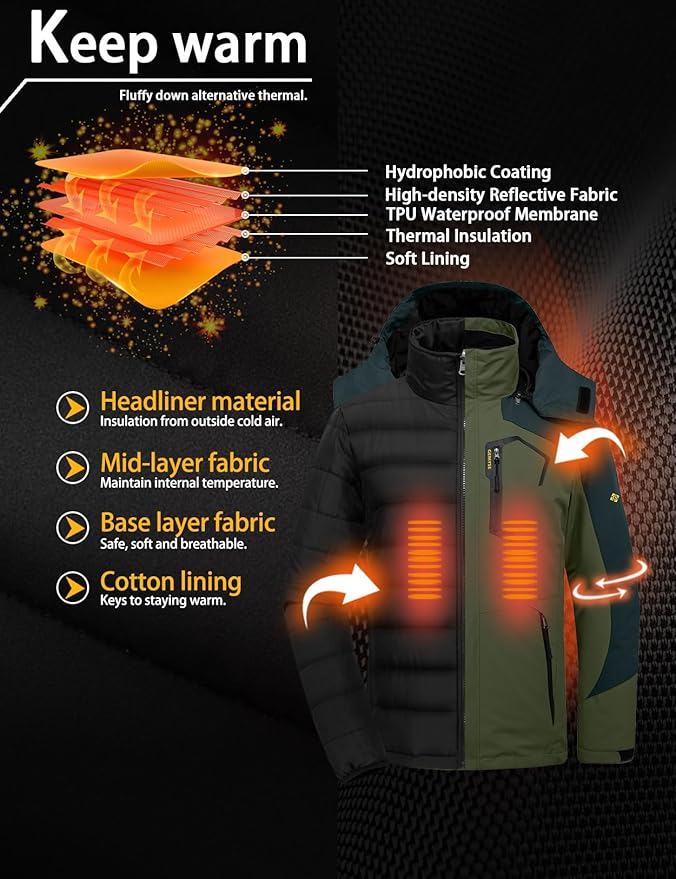 GEMYSE Men's Waterproof 3-in-1 Ski Snow Jacket Puffer Liner Insulated Winter Coat