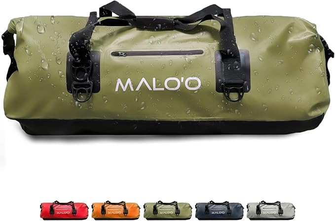 Malo'o Waterproof Dry Bag Duffel 40L/60L/100L, Roll Top Duffel Keeps Gear Dry for Kayaking, Rafting, Boating, Swimming, Camping, Hiking, Beach, Fishing - Internal & External Pockets and Molle Loops