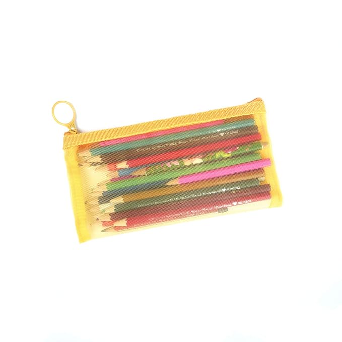 patu Zipper Mesh Bags, Long Case, 5 Pieces, Beauty Makeup Cosmetic Accessories Organizer, Travel Toiletry Kit Set Storage Pouch, Assorted Colors