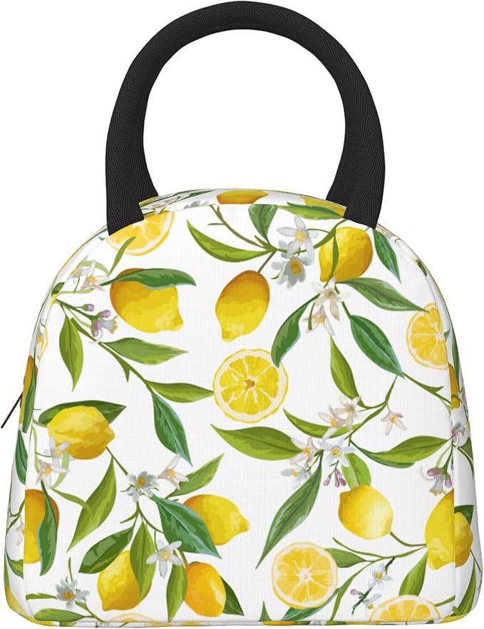 Lemon Lunch Bag Lunch Box for Women Men Boys Girls, Reusable Insulated Lunch Tote Bag, Leakproof Thermal Cooler Sack Food Handbags High Capacity for Work School Picnic Camping Gifts